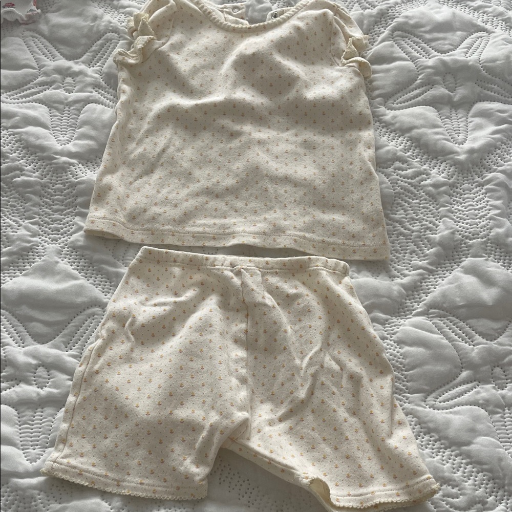 Bonpoint Cream and Gold Kids Pajama Set